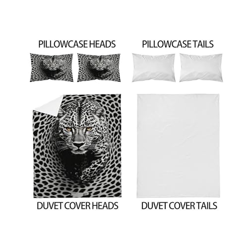 Housse de couette cheetah king size wild animals avec taies d'oreiller