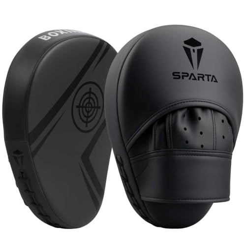 Focus pads Boxing Mitts - Curved Hook and Jab Target Hand Pads - Great for MMA Kickboxing Martial Arts Muay Thai Karate Training - Padded Punching Coaching Strike Shield (Black-)