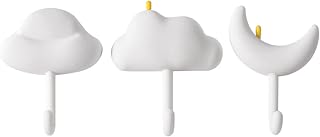 DHDestined Fateful 3 Pcs Adhesive Silicone Stick on Hooks, Multi-Purpose Damage Free Hanging Hooks, Silicone Decoration Hook, Functional Utility Hooks for Kitchen Bathroom Home Office(White)