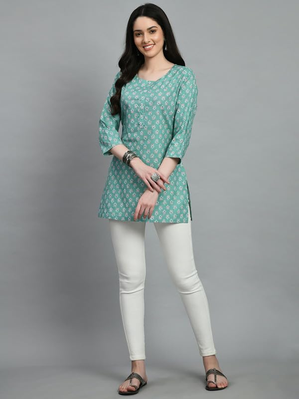Image of Meesan Women's Casual Ethnic 3 /4 Sleeve Printed Tunic