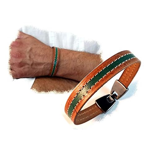 Bracelet homme en cuir marron et vert militaire - 3 tailles