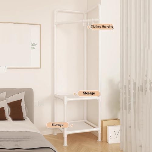 Porte-vêtements d'angle robuste en aluminium blanc pour petits espaces encombrés