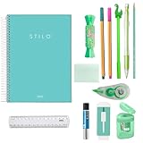 Kit Material Escolar Feminino Completo Tons Pastel, Volta Às Aulas Premium, Para Ensino Fundamental e Médio (Verde)