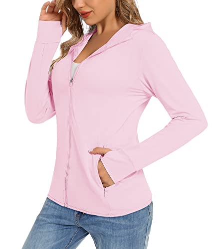 TACVASEN Women's Sun Protection Shirt UPF 50+, Light Pink