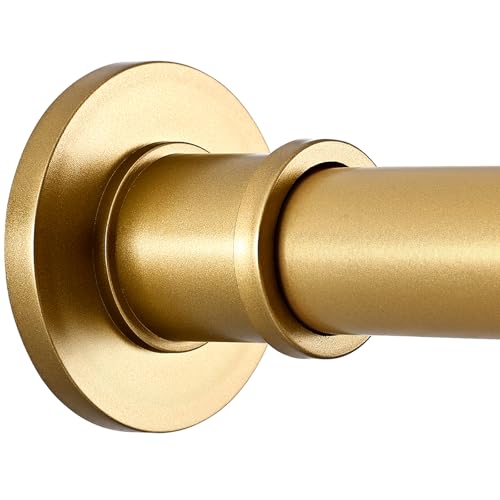 BRIOFOX Shower Curtain Rod Adjustable 18-64 Inch No Drilling Non Slip Stainless Steel Spring Tension Curtain Rod for Window or Bathroom Sunset Gold