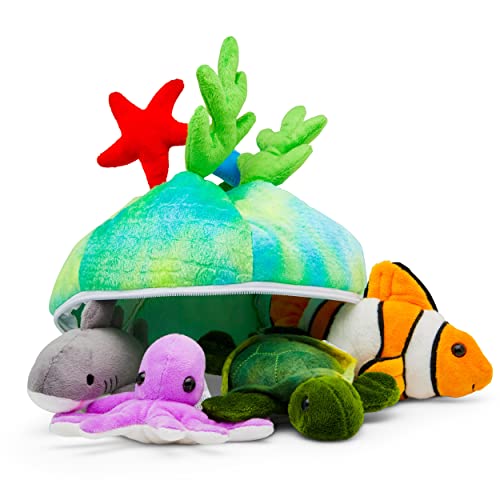 Image of Talking Plush Ocean Animals Set of 4 | Sea Creatures with Coral Reef House