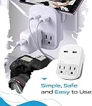 Ceptics Universal Travel Adapter kit, Dual USB (QC 3.0) + 2 US outlets + USB-C Cable, Use with Chargers, Cell Phones, Laptops, 6 Plug attachments for Worldwide use (Does Not Convert Voltage) (WPS-2B)