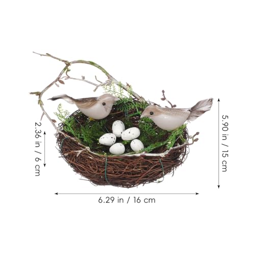 Image of YARNOW Artificial Fake Birds nest Bird Nest with 5 Eggs Rattan Bird Nest Decoration Small Fake Birds Nest Ornament for Home Easter Artificial Bird nest Decor Bird nest Decoration