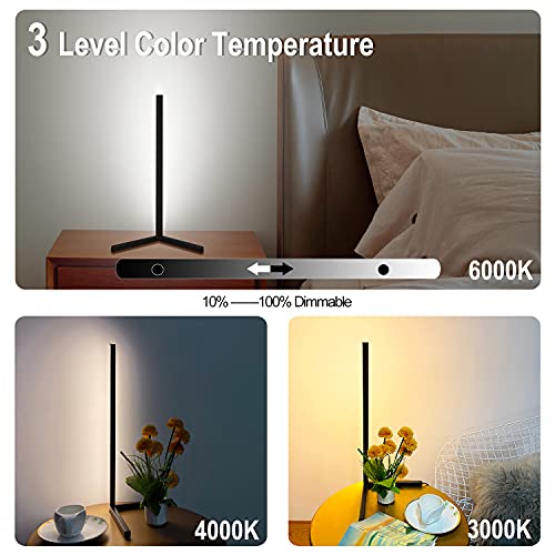 Tacahe Compact Corner Lamp - Rgb Color And 3 Level White Light - Dimmable Led Table Lamp With Inline Cord Switch - Decorative Mood Light For Gaming Desk, Bedside Table 5W - Black #TOP2