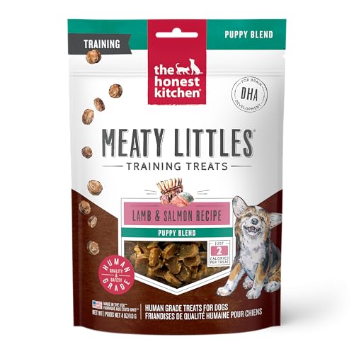 The Honest Kitchen Meaty Littles Puppy Treats, Human Grade Lamb & Salmon Recipe, High Protein Soft Jerky Training Treats for Puppies, Bite Sized Rewards for Everyday Treating, 4 oz Bag