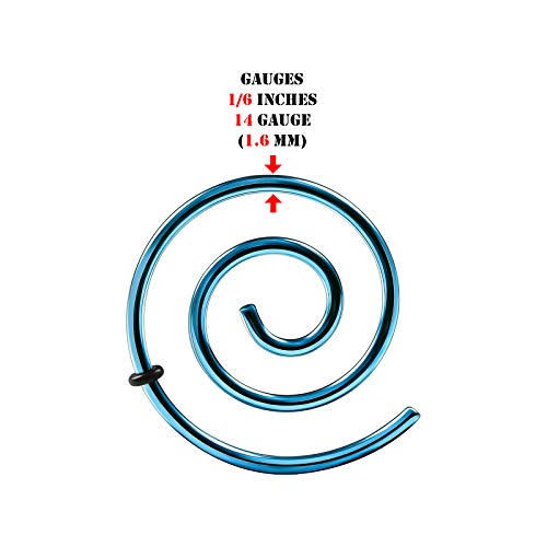 BIG GAUGES Pair of Surgical Steel Anodized 14gauges 1.6 mm Light Blue Spiral Expander Ear Plugs Piercing Stretcher Lobe Earring BG2816 - Thumbnail 3