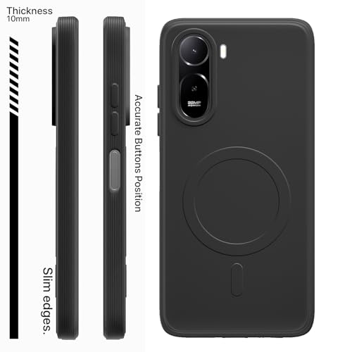 Image of Pikkme Back Cover for Redmi A7 Pro /Poco C85x 5G Soft Matte Silicone Mag-Safe Design (Mag-Safe Not Support) Camera Protection | Slim Fit Bumper Cover (Black)