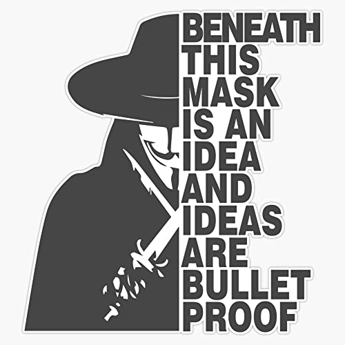 Ideas Are Bulletproof - V for Vendetta Bumper Sticker Vinyl Decal 5 inches