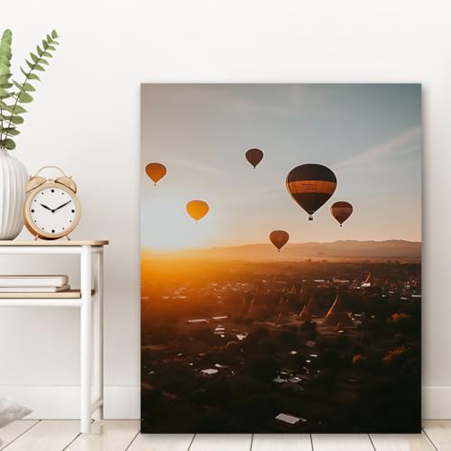 Cadre intérieur pour salon et bureau paysage montgolfière