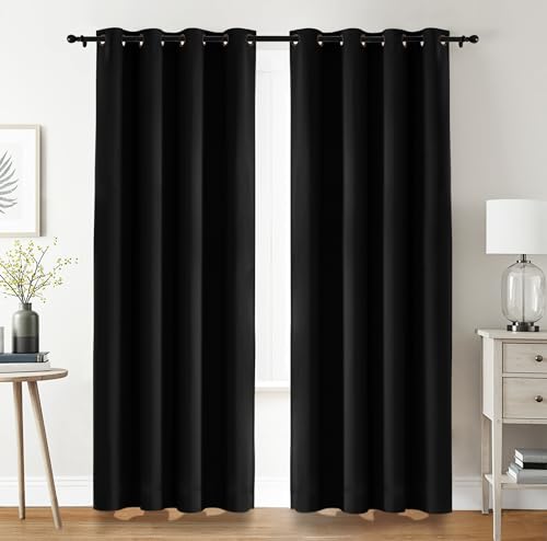 Rideaux occultants isolation phonique thermique oeillets rideau noir chambre 140x245 - 2