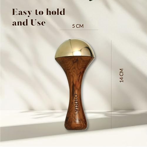 Image of Ohria Ayurveda Kansa Body Massage Wand with Teakwood Handle | Handcrafted Copper & Tin Alloy Tool for Stress Relief, Joint Mobility, Muscle Relaxation, Skin Glow & Ayurvedic Body Massage