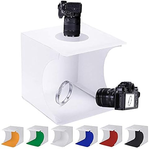 Mini Photo Studio Tent Jewelry Light Box Kit, SENLIXIN Portable Foldable Small Home Photography Studio Light Box Booth Shooting Tent with LED Light Strips - with 6 Color Background (20x20x20cm) Cover