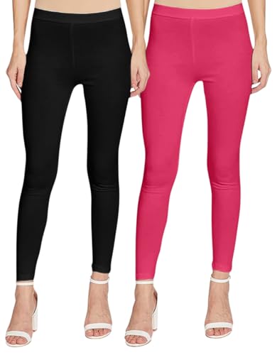 Image of JUNEBERRY Pure Cotton Skinny Fit Ankle Length Leggings Combo (Pack of 2)