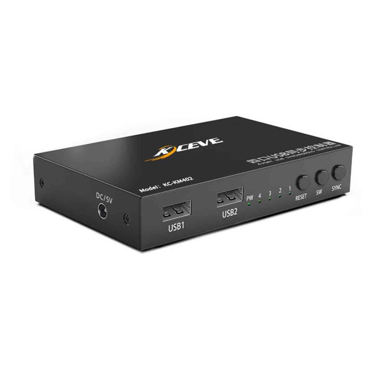 Conmutador/Distribuidor KVM - Sincronizador USB De 4/8 Puertos con Puerto De Alimentación. Múltiples Computadoras Y Teléfonos Celulares Comparten El Control del Mouse Y El Teclado(4 Ports)