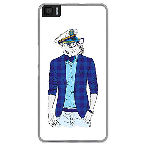 BJJ SHOP Funda Transparente para [ Bq Aquaris M5.5 ], Carcasa de Silicona Flexible TPU, diseño: Pitbull Elegante Estilo Marinero
