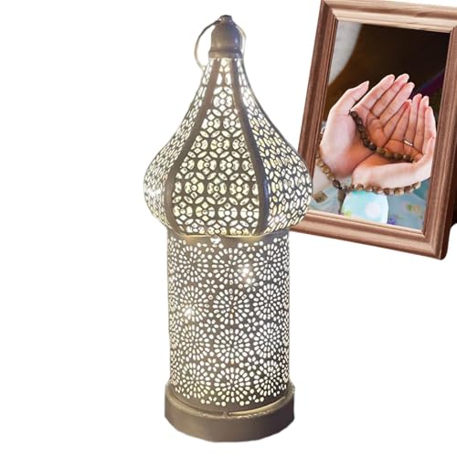 Lámpara de escritorio marroquí - Faroles del marroquí, lámpara de linterna de hierro | Farol de granja vintage, granja vintage Hollowarved Lámpara tallada Luces de hadas decoración