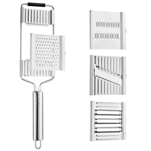 Image of 4-in-1 Vegetable Chopper, Adjustable Mandoline Slicer, Handheld Cheese Grater, Lemon Zester, Cabbage Shredder for Parmesan, Citrus, Nutmeg, Potato, Garlic