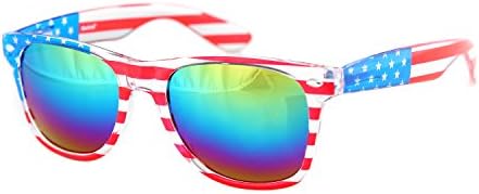 SHADERZAmerican America USA Flag Sunglasses Patriotic Clear Frame Classic 80s