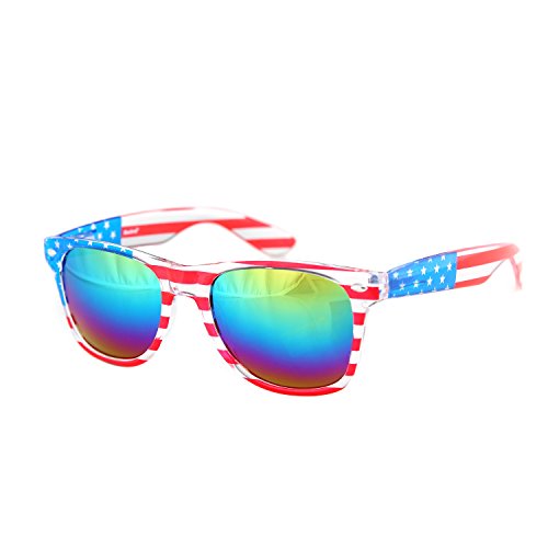 SHADERZAmerican America USA Flag Sunglasses Patriotic Clear Frame Classic 80s