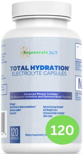 Total Hydration Electrolyte Mix 500 mg Potassium Citrate & Potassium Gluconate for Max Absorption - Magnesium Citrate Zink Pink Salt - Bicarbonate - 100% Keto No Sugar (Electrolytes Mix Capsules)