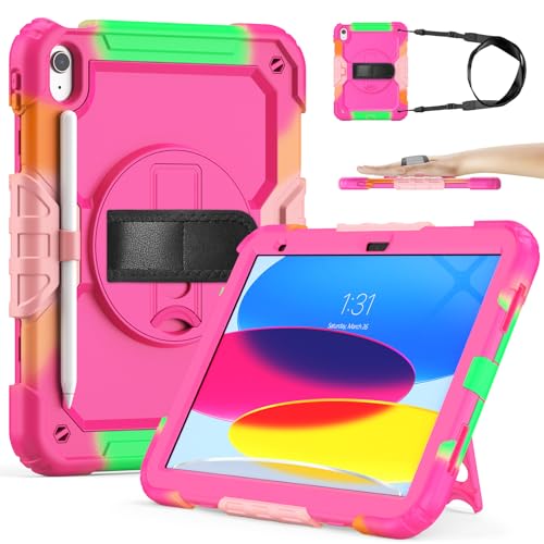 Sibeitu for iPad 11th (A16) 2025 & 10th Generation Case for Girls Women Preppy Pink Cute 10.9 Inch 2022, Rugged iPad 10 Gen Cover with Screen Protector & Pencil Holder, Full-Body Drop Protection