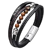 Bracelet Homme Mode: Alliant cuir, acier inoxydable, Perles de pierre naturelle, et éléments Viking, Design tendance et tendance, plein de masculinité et ayant le rôle d'une amulette pour protéger ceux qui la portent. Parfaitement assorti à toutes sortes de vêtements, peut être porté lors de rendez-vous, de sorties, de fêtes, mariage, anniversaire, sports, travaille, il attire certainement les regards curieux.