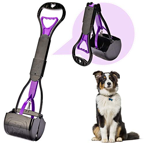 Yeuca Pet Pooper Scooper for Dogs Non-Breakable Folded with Long Handle High Strength Material and Durable Spring for Easy to Picker Upper Great for Lawns Grass Dirt Gravel