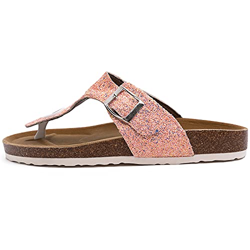Techcity Women'S Cork Footbed Slides Comfort Flat Sandals Adjustable Summer Slip On Slides Leather Flip Flops thumb #5