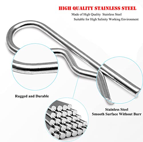 Yoliko 2 Pcs Heavy Duty Stainless Steel Cotter Pin R Clip Large Spring Retaining Wire Hair Pins Hitch Pin Clips Large Carter Pins For Trailer Pin Clips Lock System M5X100 Keeper 4 Inch Pin Keeper Pins #TOP2