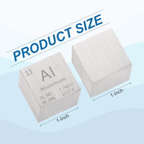 Image of PATIKIL 1 Inch Aluminum Cube Metal Element High Density Block Pure Periodic Magnesium Block for Element Collections Teacher Lab Scientific Experiment, 25.4 mm