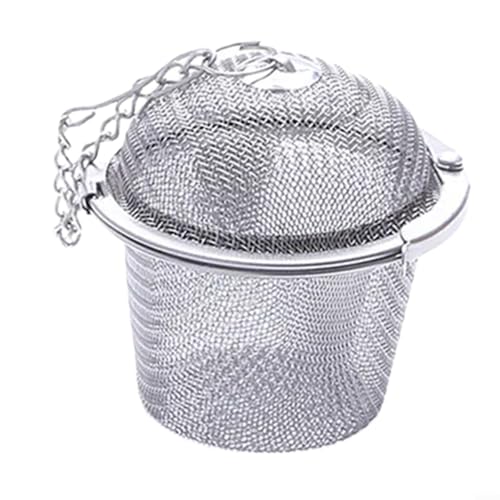 Sandyseptember Stainless Steel Tea Infuser Ball with Fine Mesh and Long Chain for Loose Leaf Tea, Spices, Herbs and Seasonings in Mugs, Teapots or Soup Pots, Silver