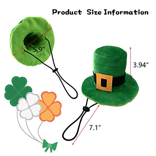 Cooshou Pet Dog Saint Patrick's Day Costume - Green Dog Top Hat Dog Saint Patrick's Day Irish Shamrock Bandana Triangle Bib Scarf With Clover Pattern For Dogs Cats Puppy Kitten 2Pcs #TOP2