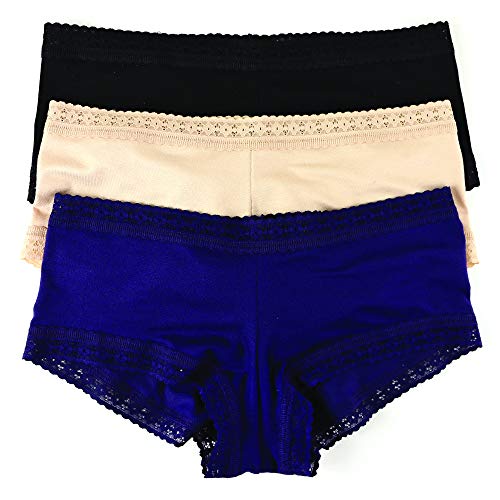 Hanky Panky, Dream Tencel Modal Boyshort Value 3 Pack,Black/Chai/Indigo, Small #TOP26