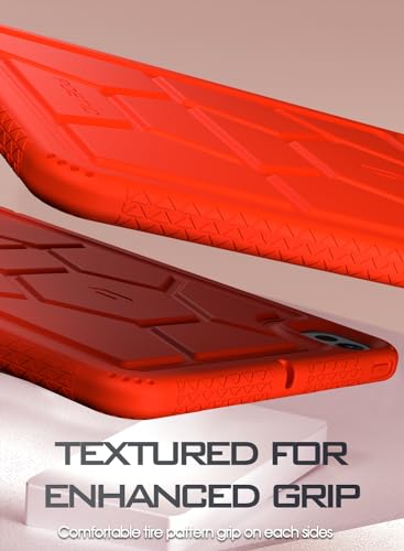 Poetic TurtleSkin Case for iPad Pro 11 Inch 2024 M4 5th Gen, Heavy Duty Shockproof Rugged Kids Friendly Drop Protection Silicone Cover Case, Red