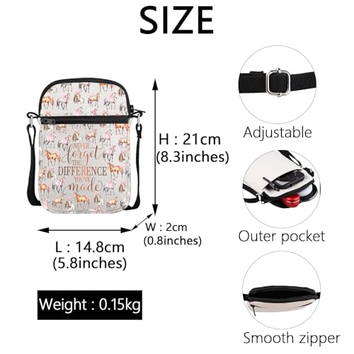 MEIKIUP Horse Inspirational Crossbody Bag Never Forget The Difference You've Made Horse Lover Shoulder Bag4