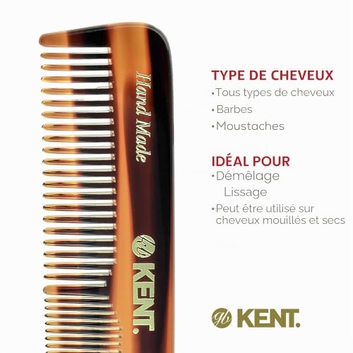 Kent Peigne de poche fait à la main à dents grossières et fines pour homme, 11 cm, 1 pièce (1 pièce) – vue 5