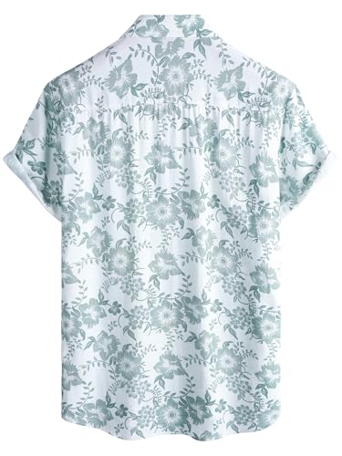Image of JOTOOK Mens Hawaiian Shirt Short Sleeve Button Down Tropical Shirts Casual Floral Summer Beach Shirt