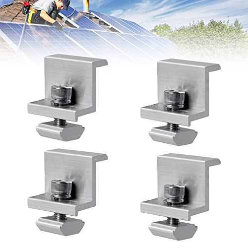 4 Stücke Solarmodul Halterung, Aluminium Solar Panel Z Halterunge, Solarmodul Endklemme,Einstellbare Klemme Photovoltaik-Montagehalterung,für Wohnmobile, Boote, Dächer, Wände (30mm ) Cover