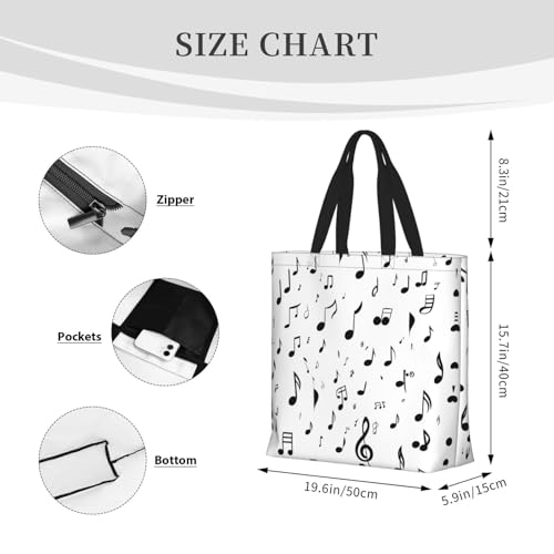 Sign Language Alphabet Print Tote Bags, Large Capacity Zipper Shoulder Bag, For Shopping, Work, Daily4