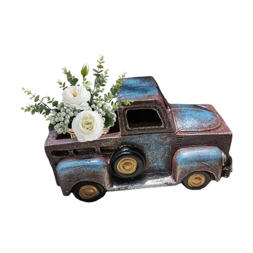 1 PCS Creative Small Truck Flower Pot -Home Decor Collectible Vehicles-Vintage Mini Car Statue-Farmhouse Truck Decor-Table Top Decor Little Blue Truck for Props, Gifts
