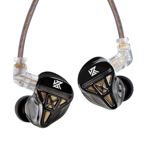 KINBOOFI Wired Headphone,KZ DQS HiFi Dynamic Drivers Earphone Earbuds Bass 2pin 3.5mm Sports Music Game Headphone (DQS Black, No Mic)