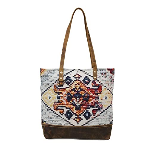 Myra Bag Street Dancer Tote Bag Upcycled Canvas, Rug & Leather S-2548