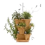 Natures Distributing 3 Tier Stacking Planter-Flower, Herb, Stackable Garden, Vegetable-Self-Watering-Indoor/Outdoor (Tuscany)
