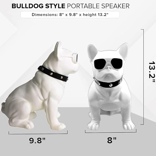 Image of French Bulldog Bluetooth Speaker - Portable Speaker with Rechargeable Battery and FM Radio - Includes Stylish Dog Collar - Extra Large CH-M11 (Black)