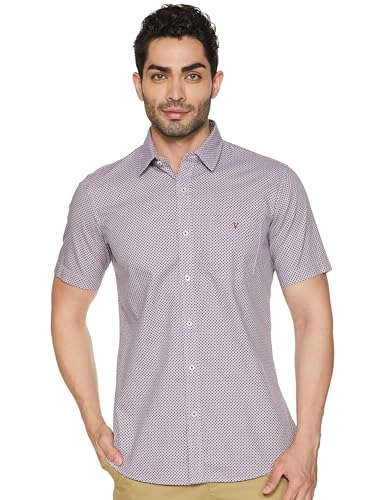 Image of Van Heusen Casual Printed Shirt for Men| Premium Cotton| Half Sleeves| Slim Fit |Breathable Fabric